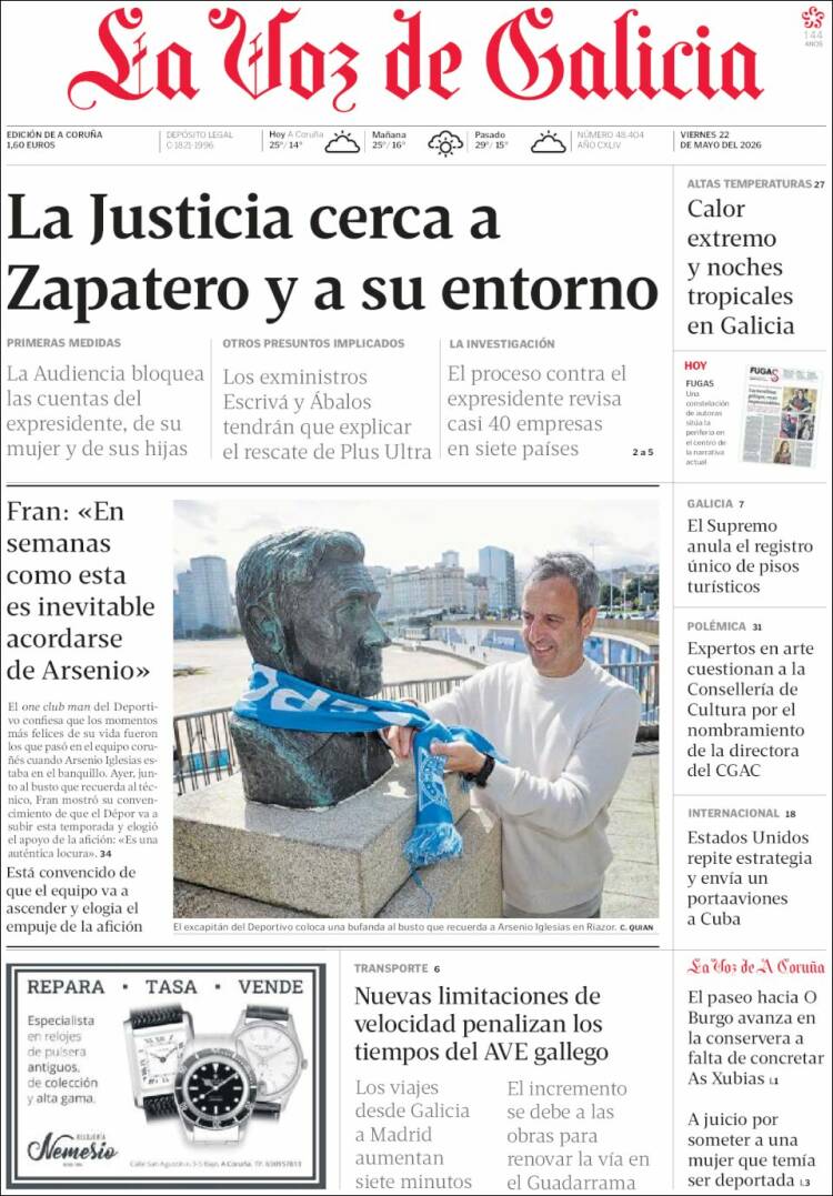 Portada de La Voz de Galicia (Espa&ntilde;a)