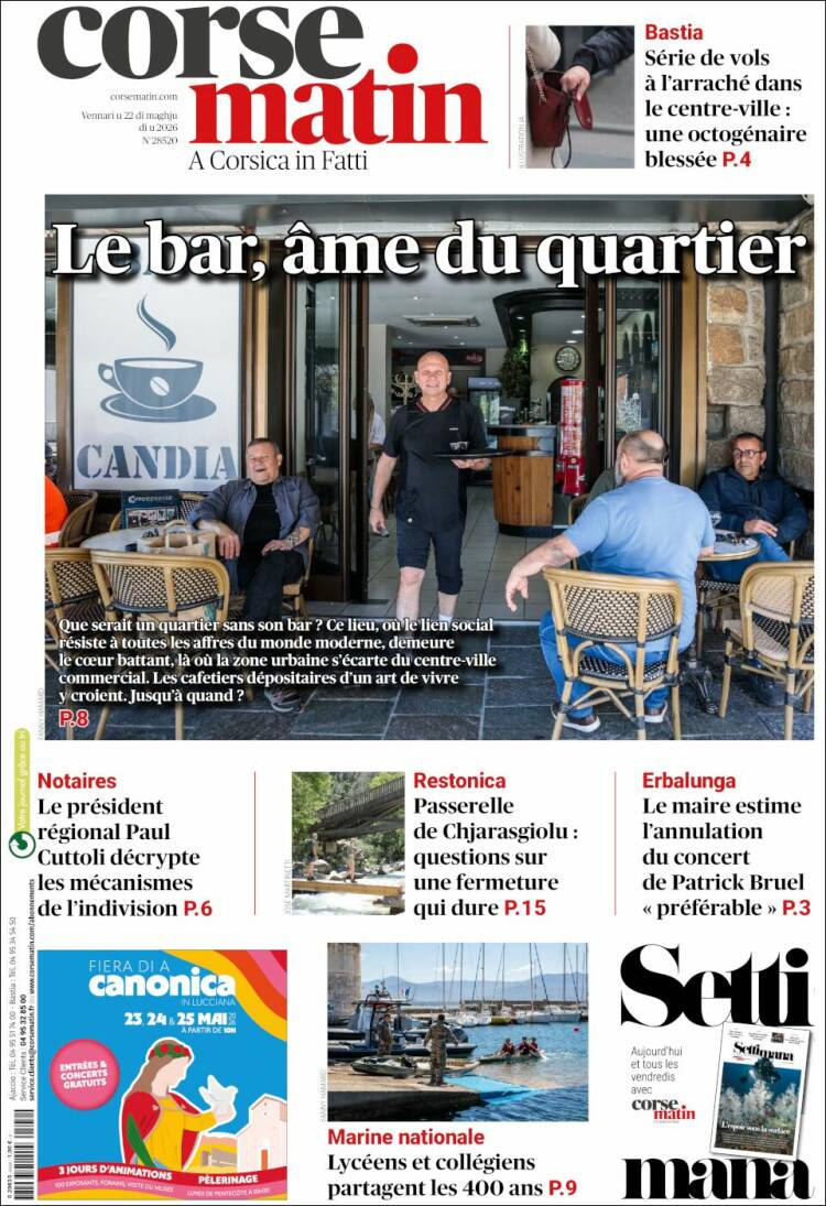 Portada de Corse-Matin (Francia)