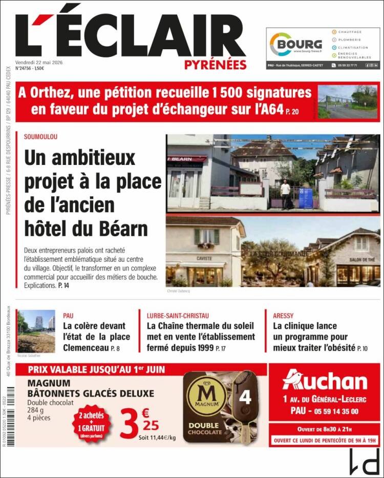 Portada de L'Eclair des Pyrénées (Francia)