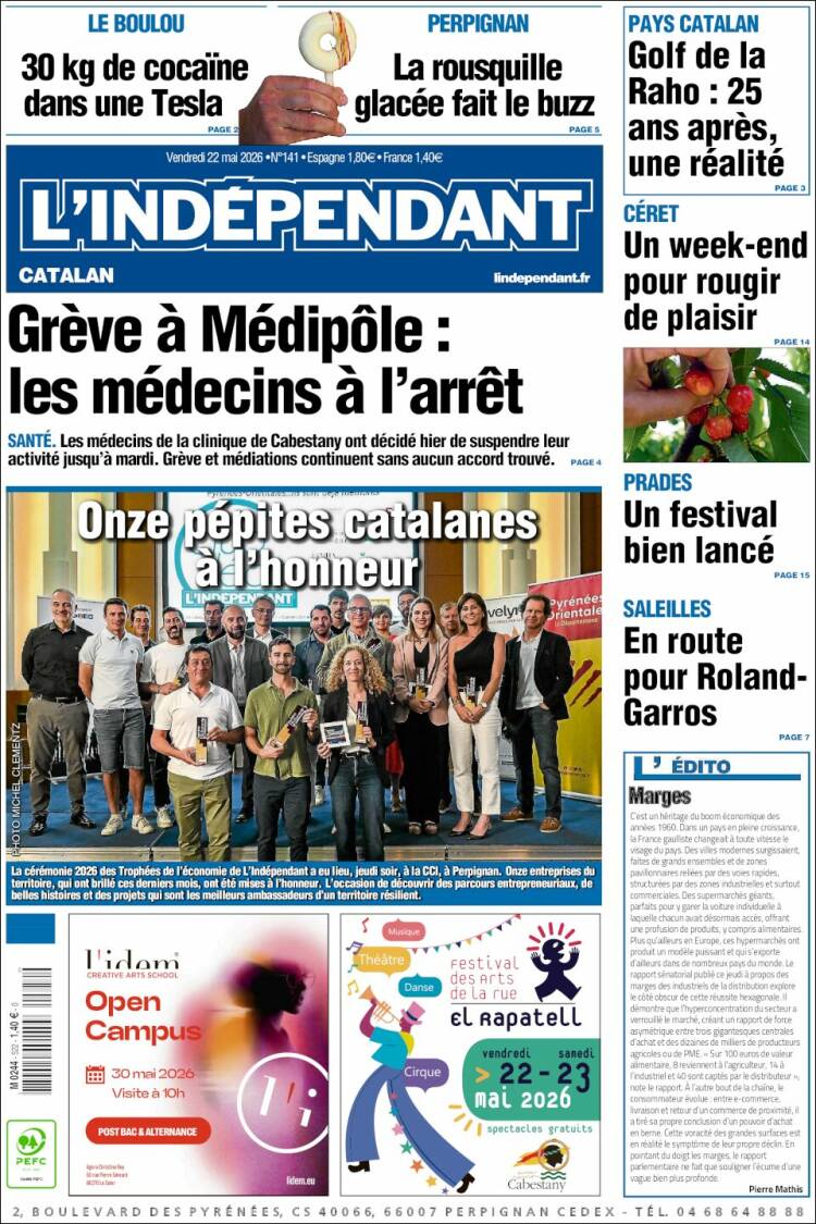Portada de Le Indépendant (Francia)