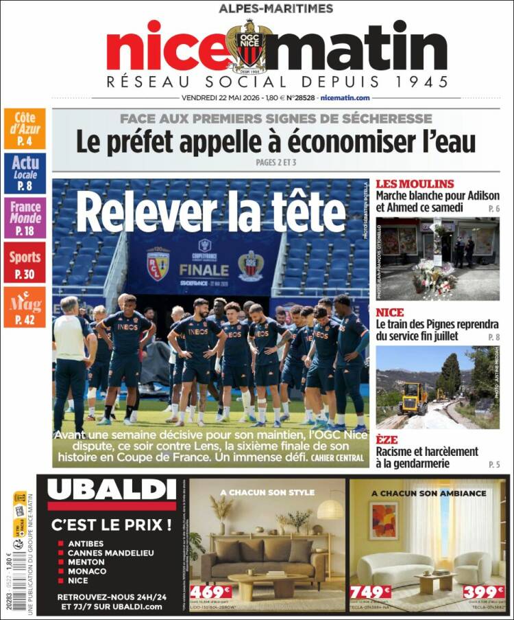 Portada de Nice-Matin (Francia)