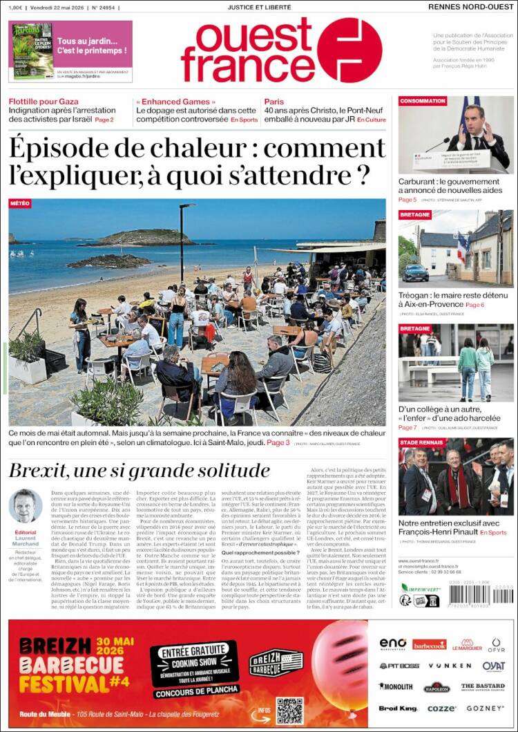 Portada de Ouest France (Francia)