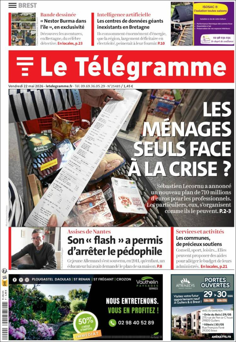 Portada de Télégramme (Francia)