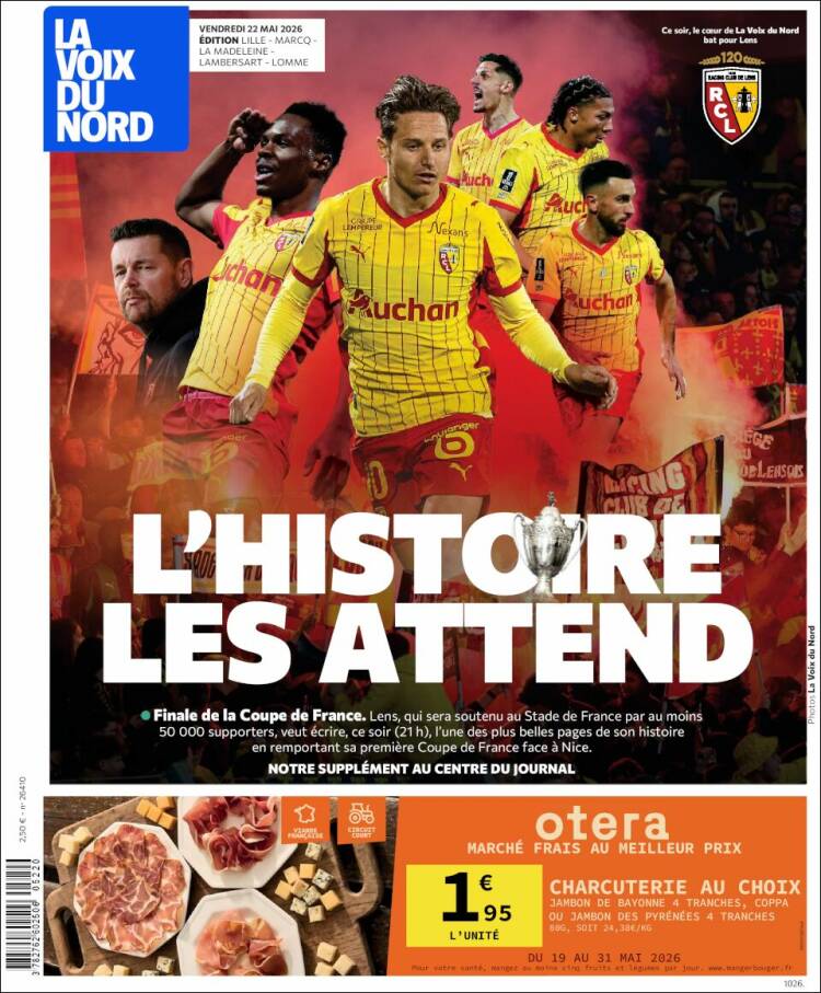 Portada de La Voix du Nord (Francia)