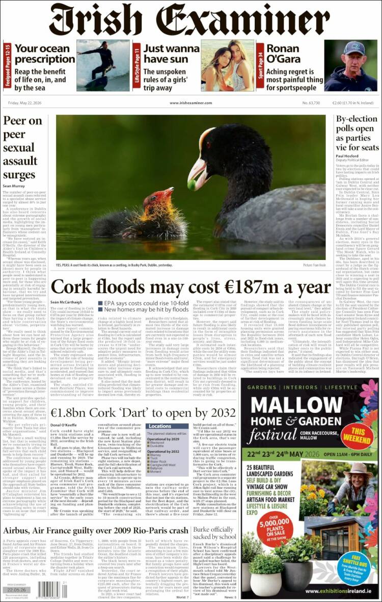 Portada de Irish Examiner (Irlanda)