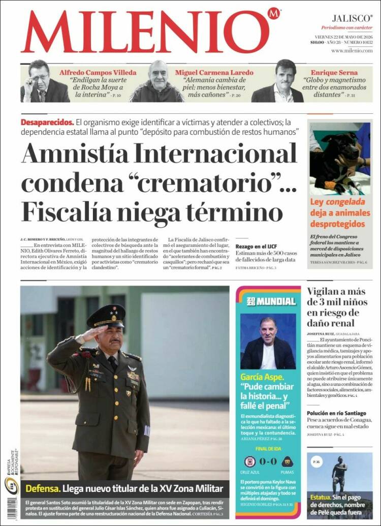 Portada de Milenio - Jalisco (M&eacute;xico)