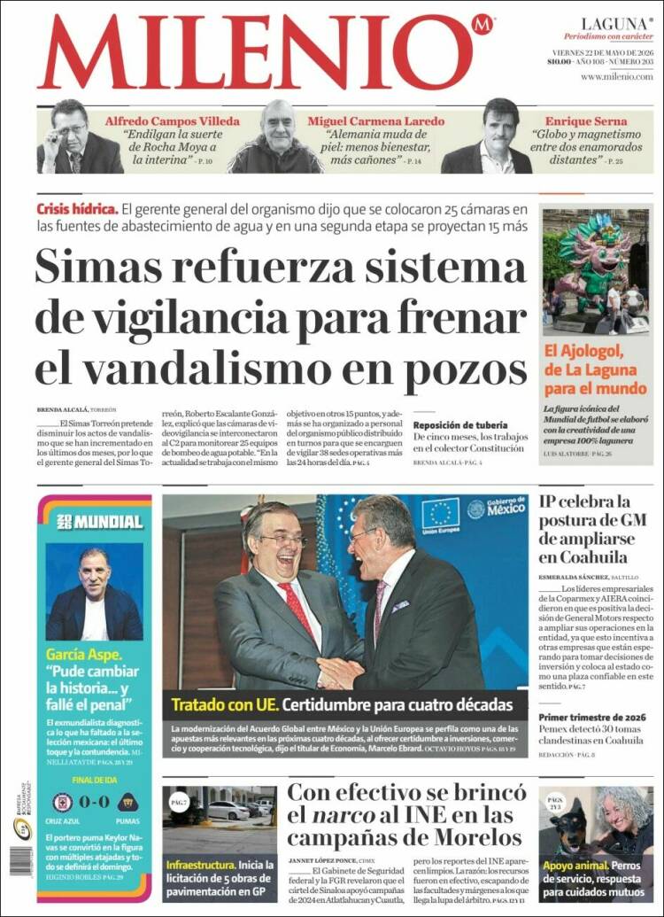Portada de Milenio - Laguna (M&eacute;xico)