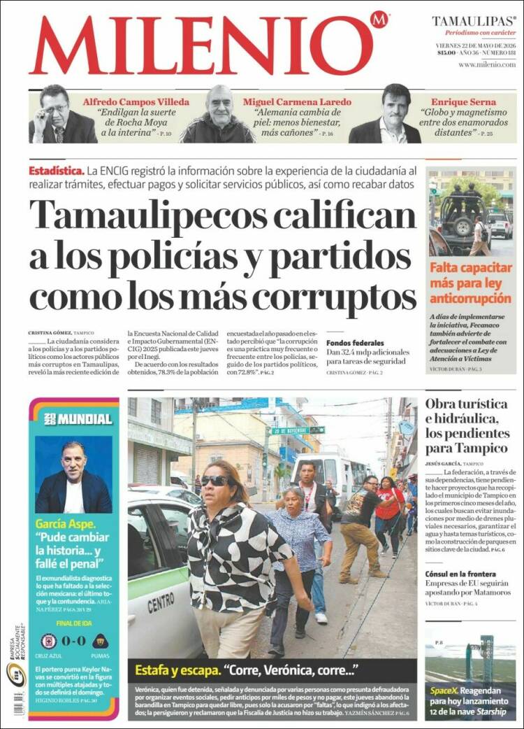 Portada de Milenio - Tamaulipas (M&eacute;xico)