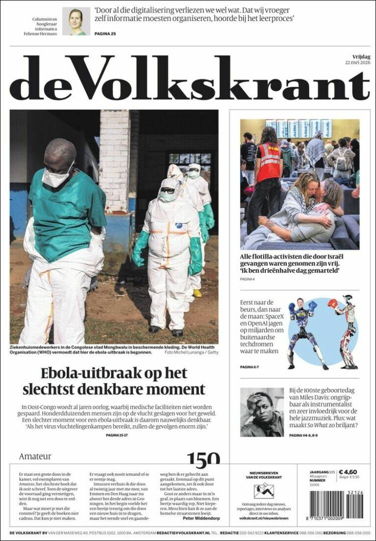 Portada de De Volkskrant (Pa&iacute;ses Bajos)