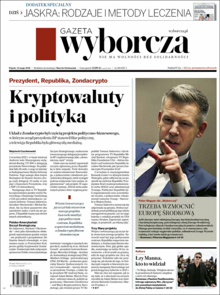 Portada de Gazeta Wyborcza (Polonia)