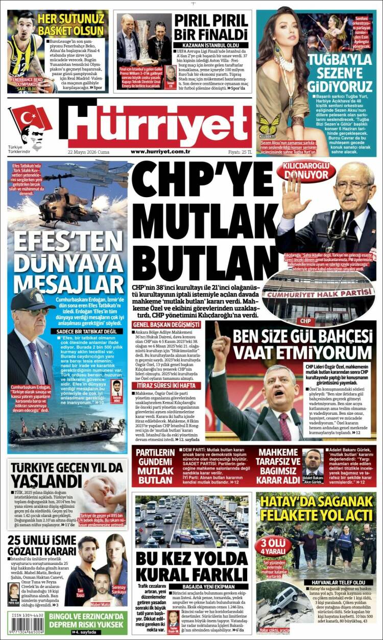 Portada de Hürriyet (Turqu&iacute;a)