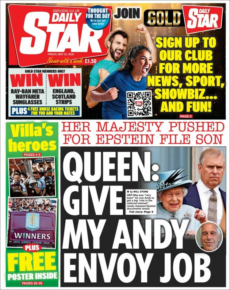 Portada de Daily Star (Reino Unido)