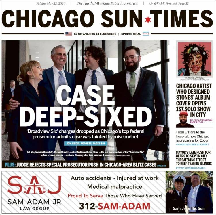 Portada de Chicago Sun-Times (USA)