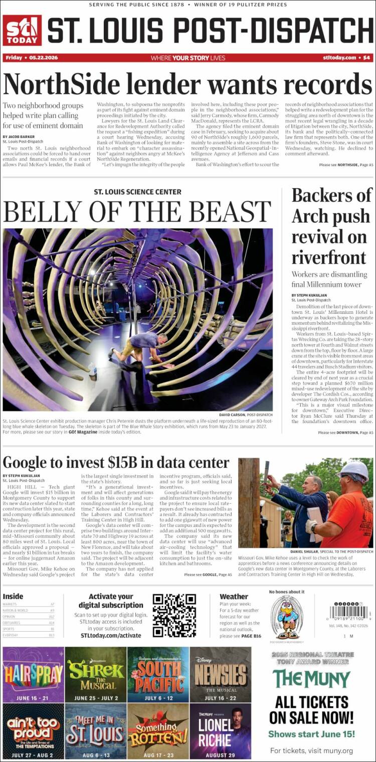 Portada de St. Louis Post-Dispatch (USA)