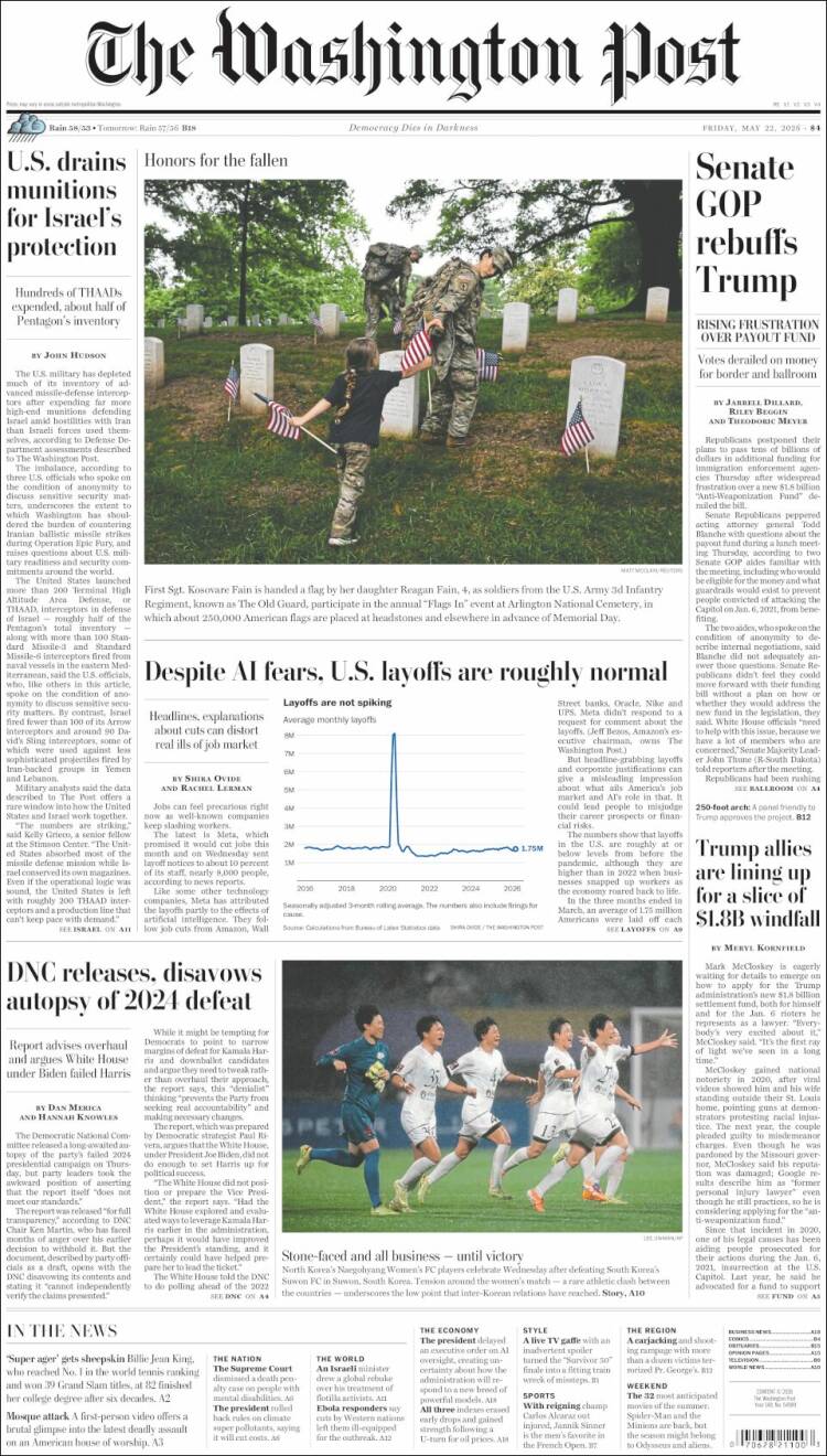 Portada de The Washington Post (USA)