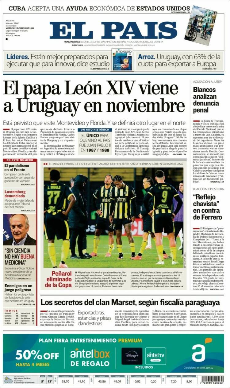 Portada de El País (Uruguay)