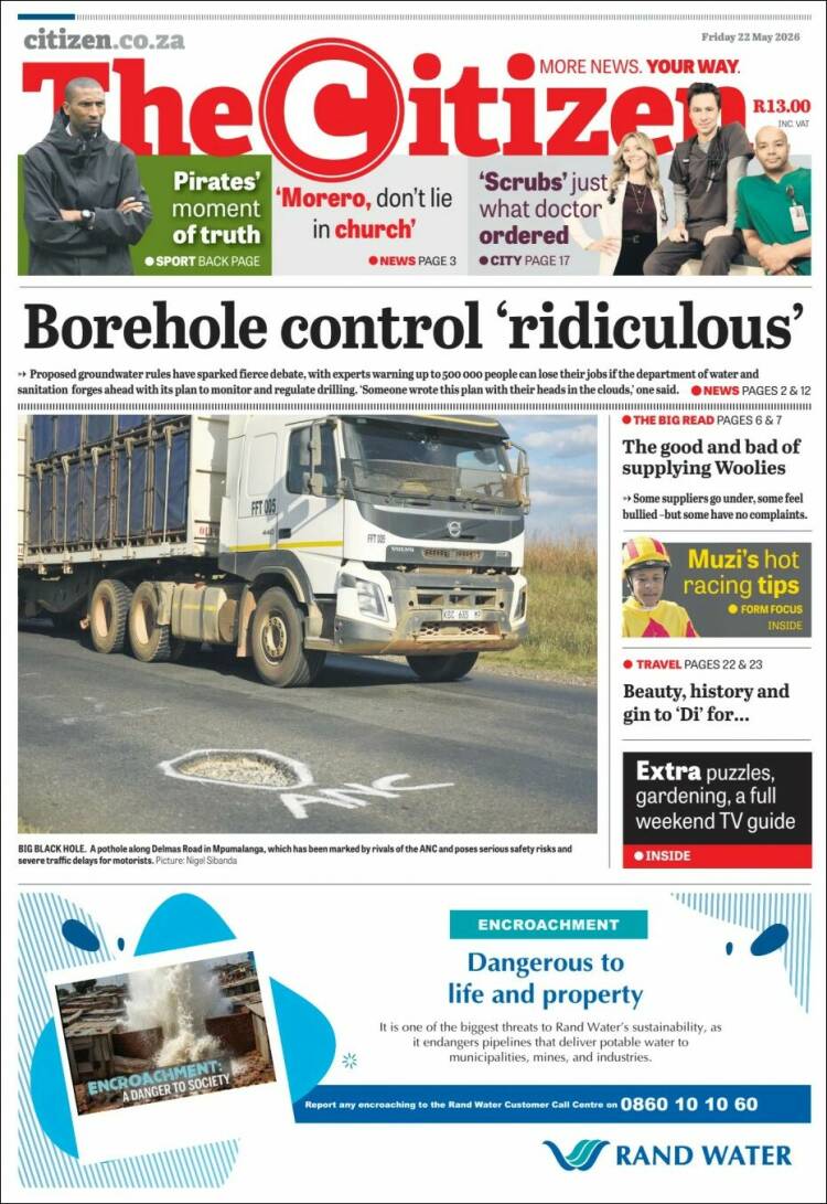 Portada de The Citizen (Sud&aacute;frica)