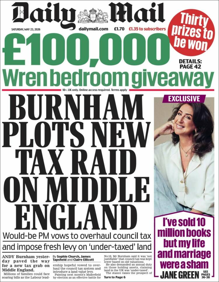 Portada de Daily Mail (Reino Unido)