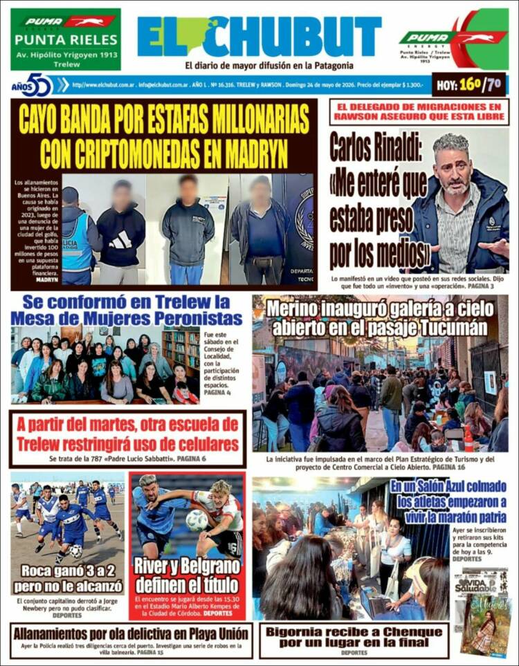 Portada de El Chubut (Argentina)
