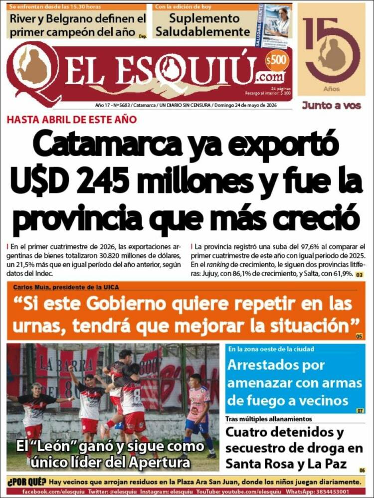 Portada de El Esquiu (Argentina)