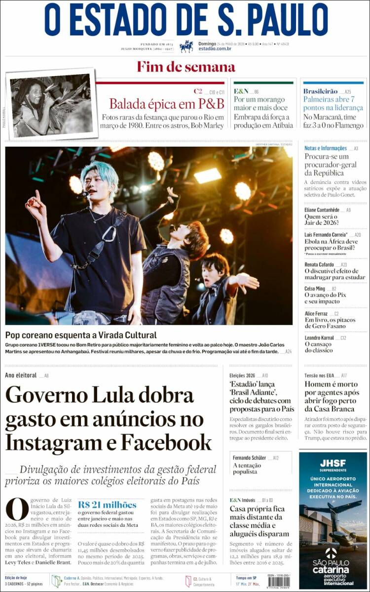 Portada de O Estado de São Paulo (Brasil)