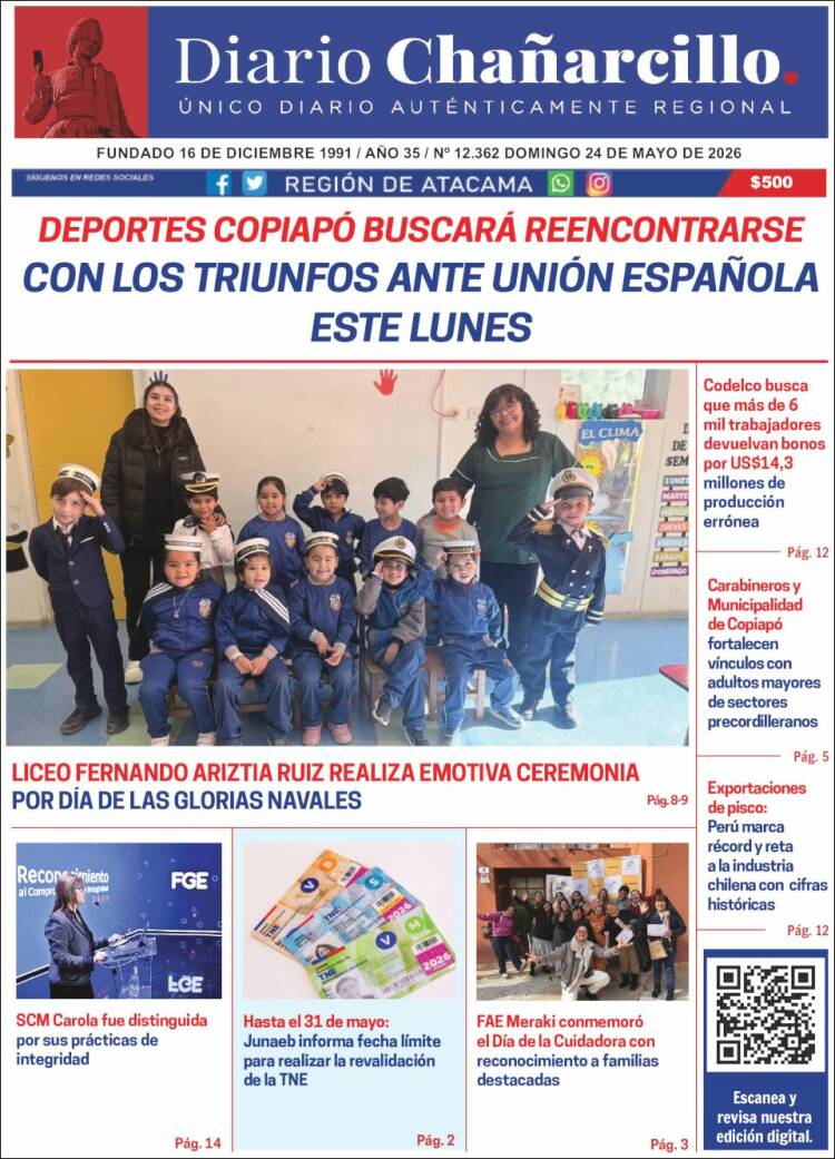 Portada de Diario Chañarcillo (Chile)