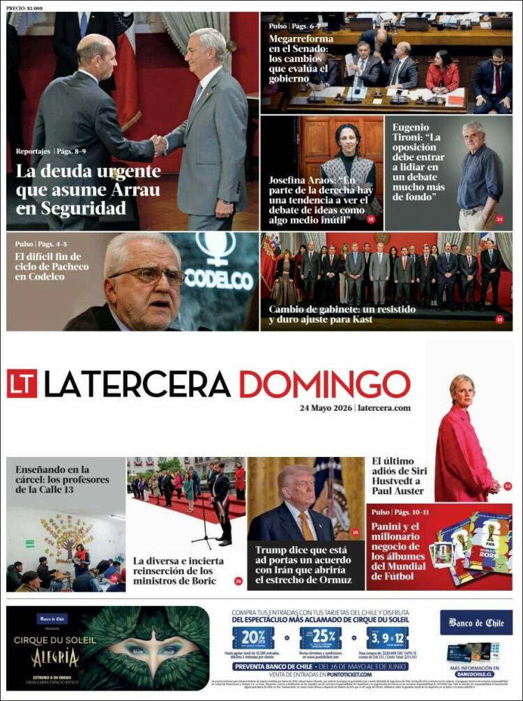 Portada de La Tercera (Chile)