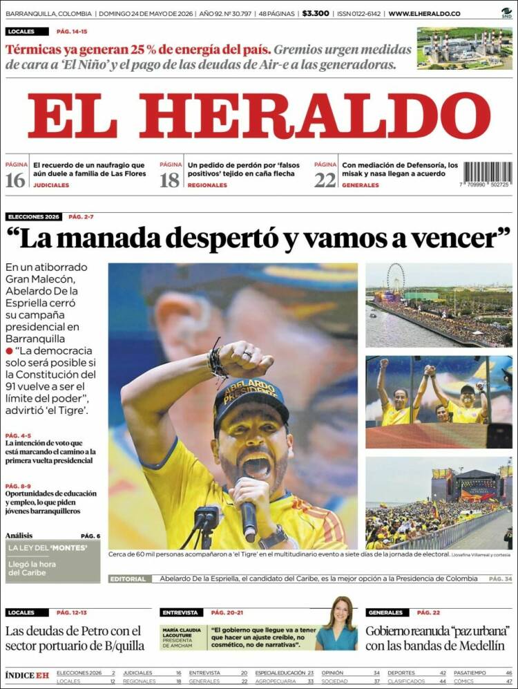 Portada de El Heraldo (Colombia)
