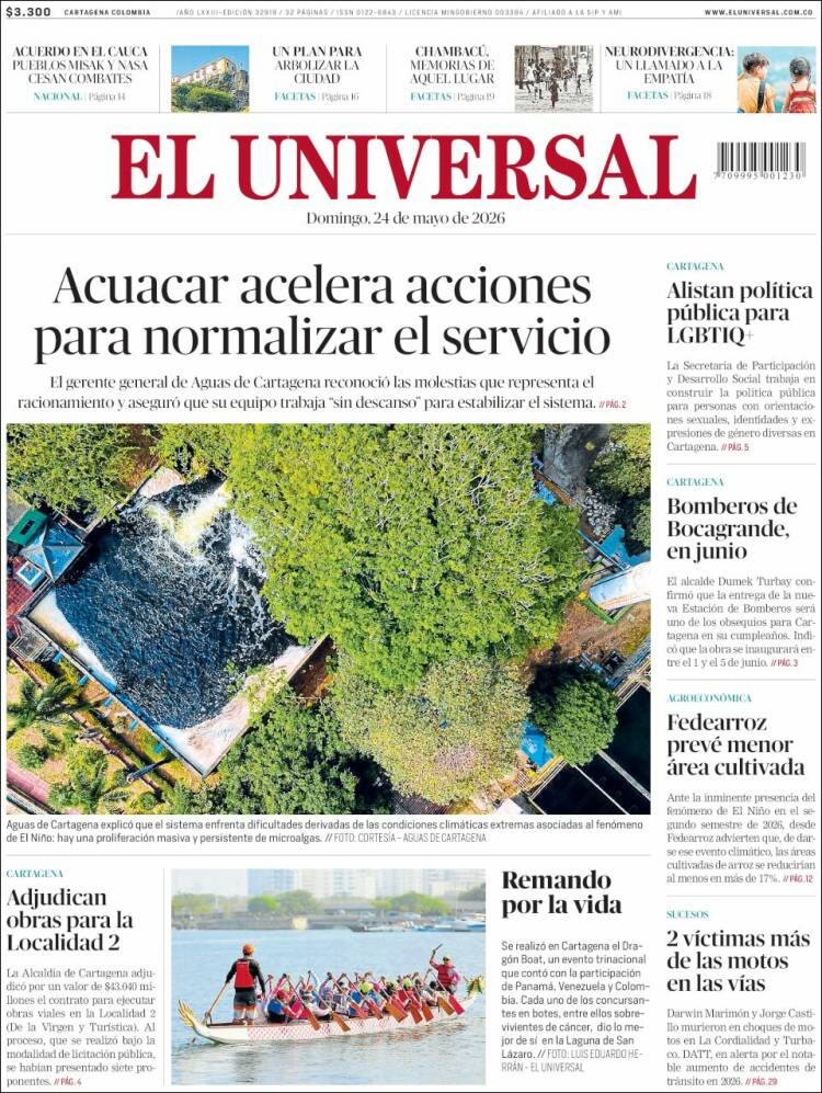 Portada de El Universal (Colombia)