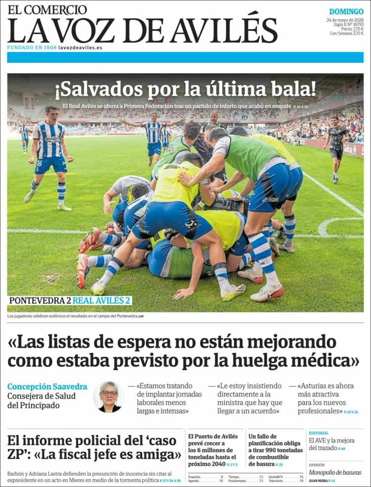 Portada de El Comercio - Avilés (Espa&ntilde;a)