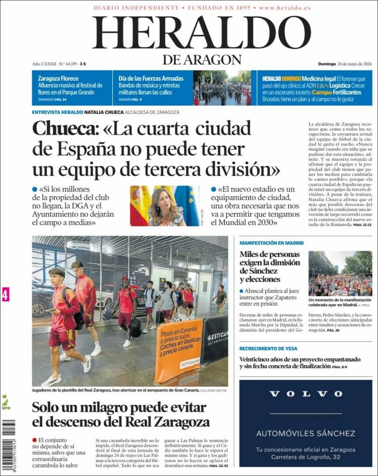 Portada de Heraldo de Aragón (Espa&ntilde;a)