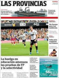 Portada de Las Provincias (Espa&ntilde;a)