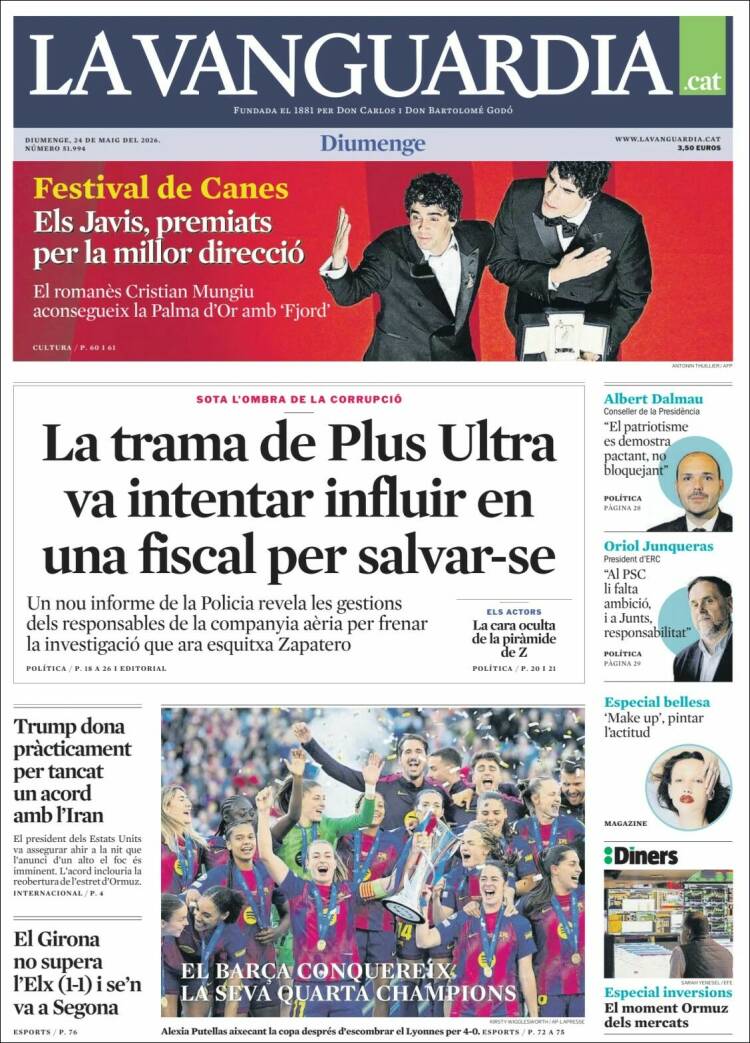 Portada de La Vanguardia (Espa&ntilde;a)