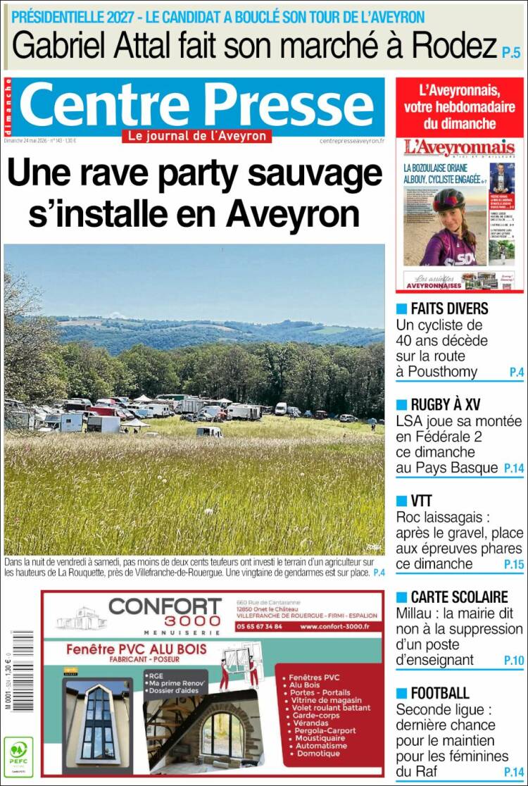 Portada de Centre Presse (Francia)