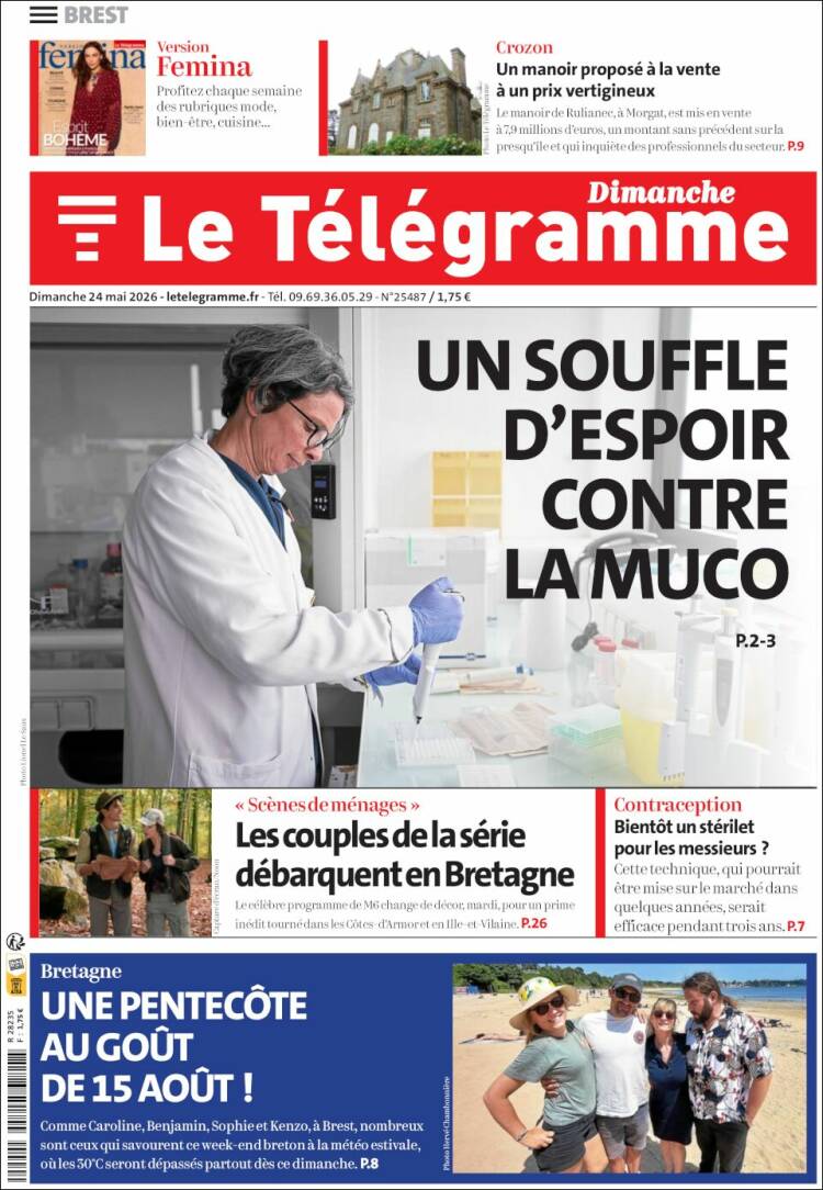 Portada de Télégramme (Francia)