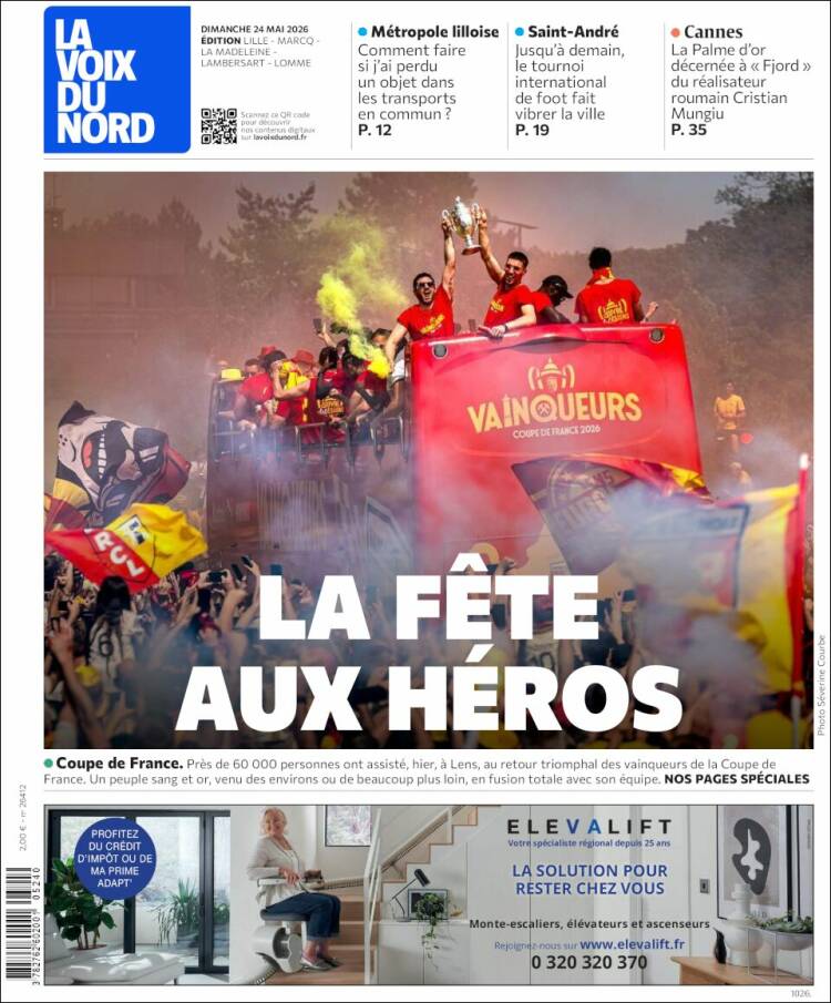 Portada de La Voix du Nord (Francia)