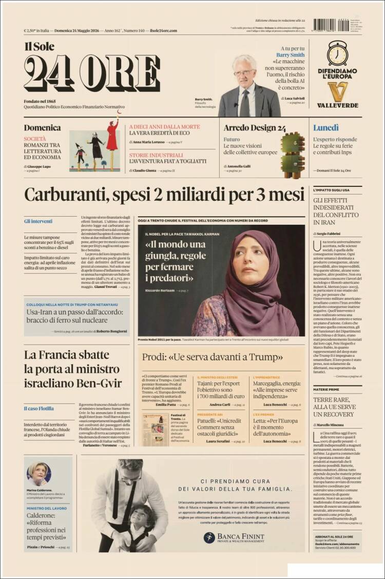 Portada de Il Sole 24 ORE (Italia)