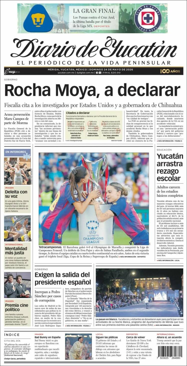 Portada de Diario de Yucatán (M&eacute;xico)