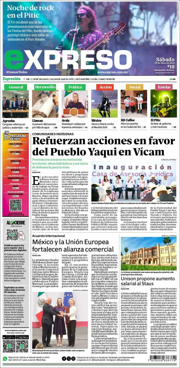 Portada de Expreso (M&eacute;xico)