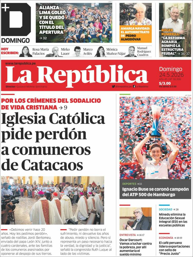 Portada de La Republica (Per&uacute;)