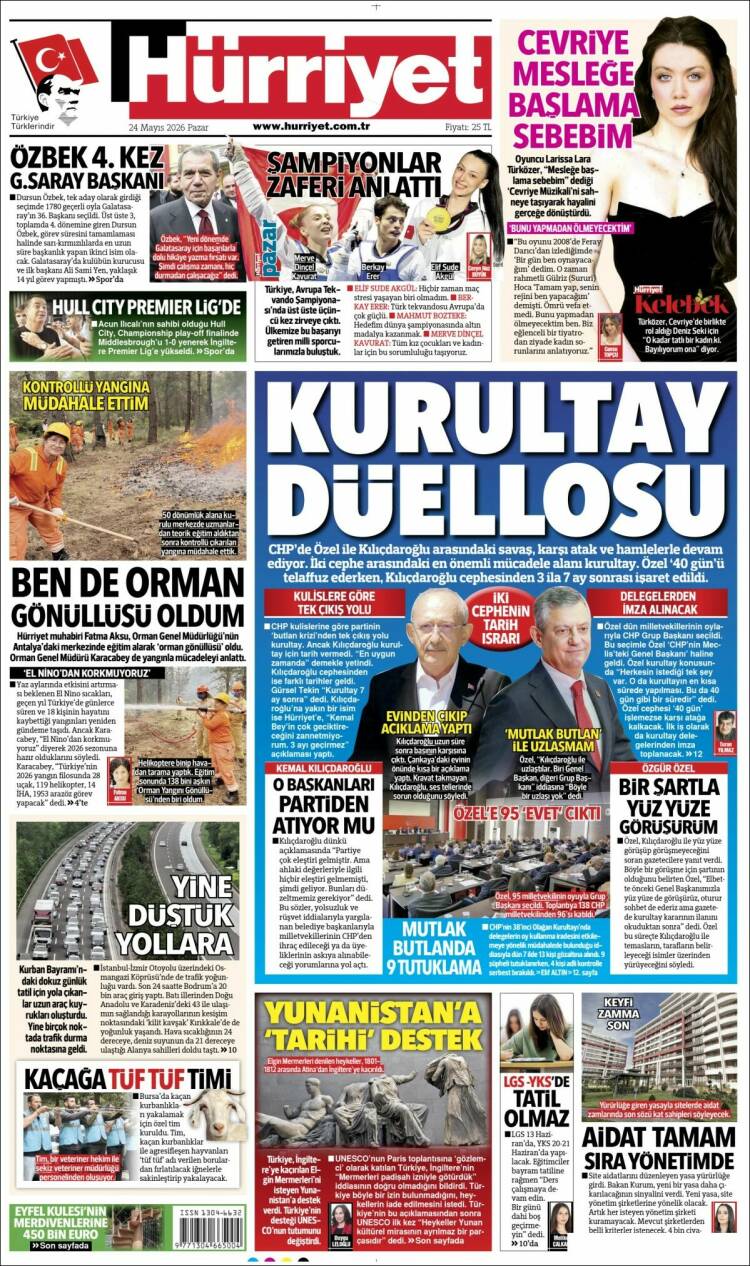 Portada de Hürriyet (Turqu&iacute;a)