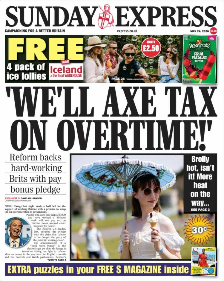 Portada de Daily Express (Reino Unido)