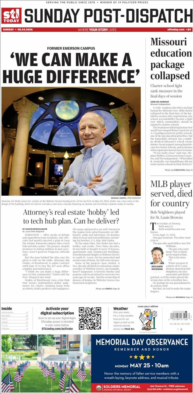 Portada de St. Louis Post-Dispatch (USA)