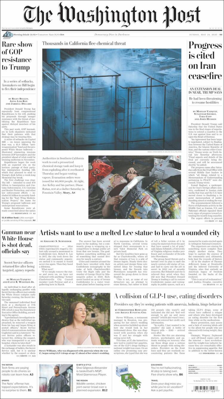 Portada de The Washington Post (USA)