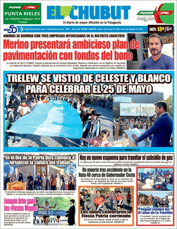 Portada de El Chubut (Argentina)