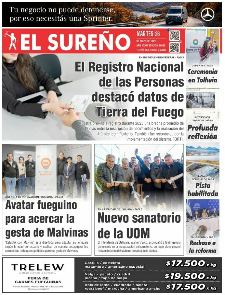 Portada de Diario El Sureño (Argentina)