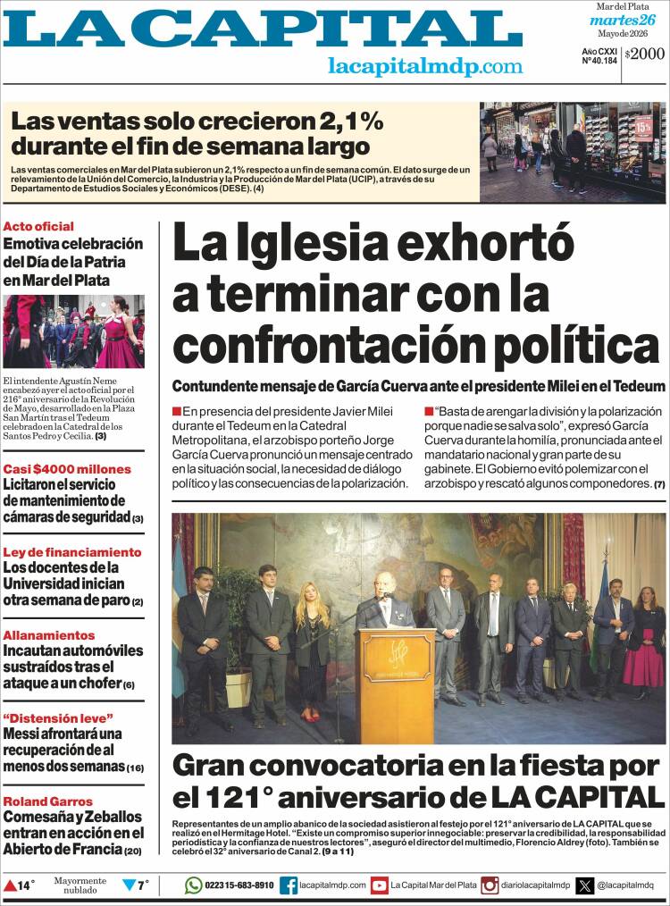 Portada de Diario La Capital - Mar del Plata (Argentina)