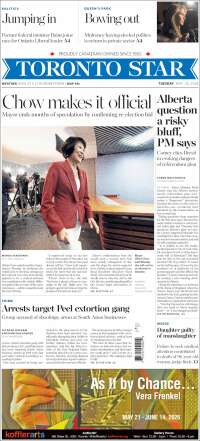 Portada de The Toronto Star (Canad&aacute;)