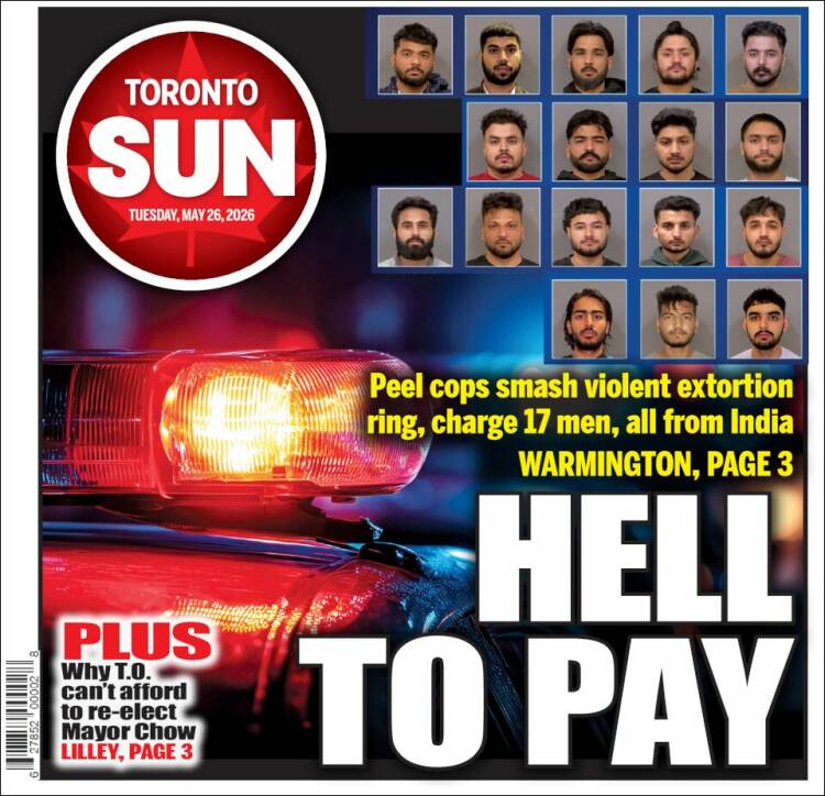 Portada de The Toronto Sun (Canad&aacute;)