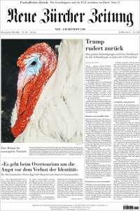 Portada de Neue Zürcher Zeitung (Suiza)